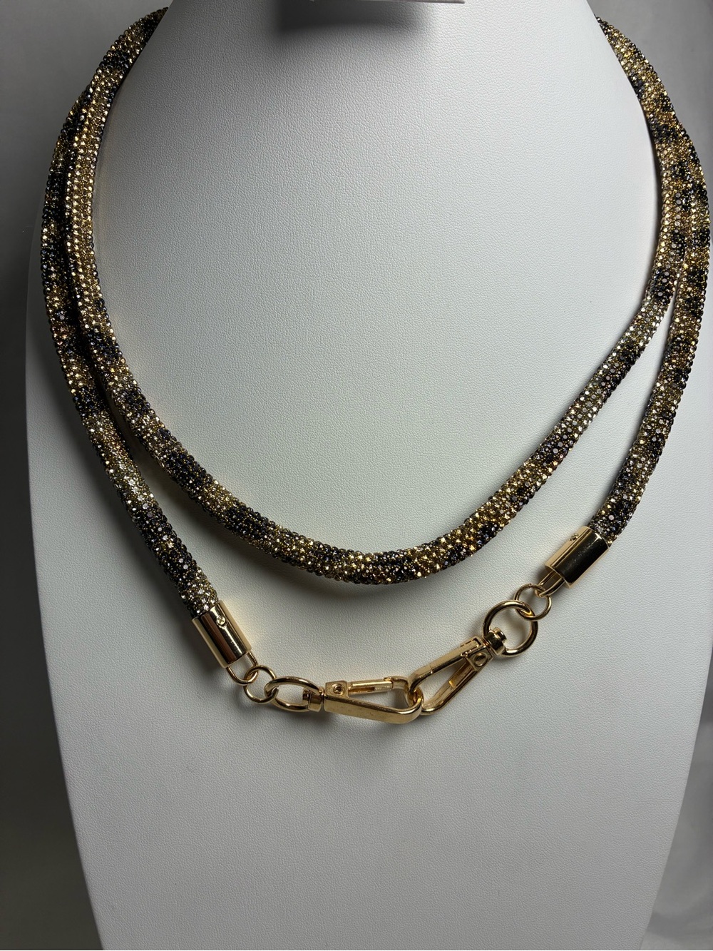 Gold and Black Sparkle Lanyard Crossbody Purse Strap with Lobster Clasps